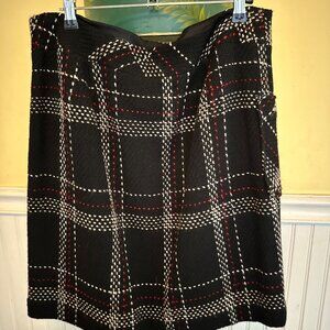 Ann Taylor Loft Black Plaid Wool-Blend Skirt Size 12